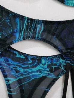 Women's Sexy Lingerie Sets 5 Pieces Pure Color Lovers Hot Home Bed Date Polyester Breathable Straps Sleeveless Backless Summer Spring Black Blue -Deals The Sexy Bra Store vmdbuw1695712989879