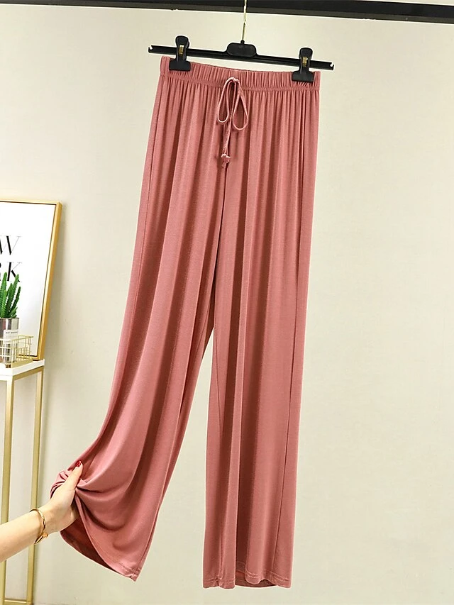 Women's Loungewear Pants Pure Color Casual Comfort Soft Home Daily Vacation Modal Breathable Long Pant Pant Elastic Waist Summer Fall Light Pink Black 10 Women's Loungewear Pants Pure Color Casual Comfort Soft Home Daily Vacation Modal Breathable Long Pant Pant Elastic Waist Summer Fall Light Pink Black - Image 10
