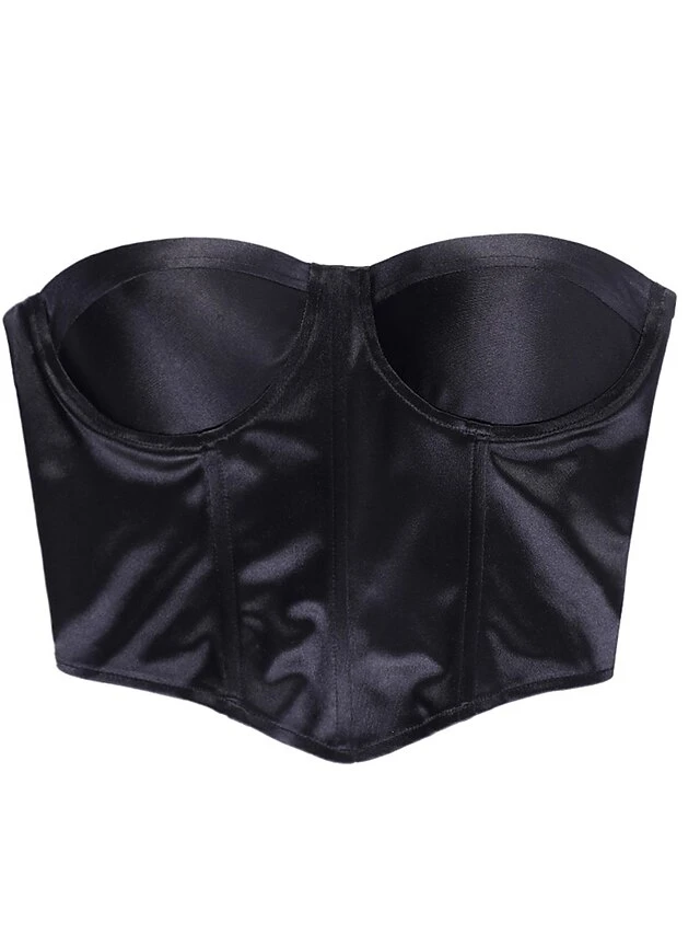 Women's Shapewear Waist Trainer Body Shaper Pure Color Fashion Hot Punk & Gothic Party Halloween Carnival Satin Breathable Bandeau Sleeveless Backless Summer Spring Black 6 Women's Shapewear Waist Trainer Body Shaper Pure Color Fashion Hot Punk & Gothic Party Halloween Carnival Satin Breathable Bandeau Sleeveless Backless Summer Spring Black - Image 6