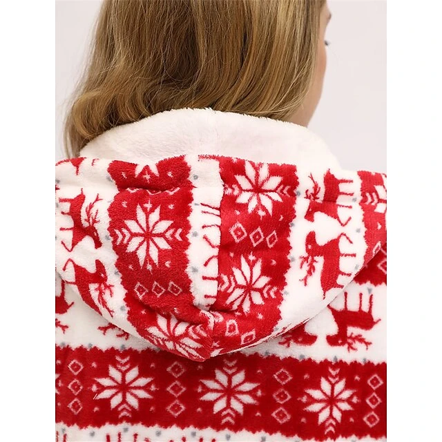 Women's Pajamas Jumpsuit Elk Snowflake Warm Fashion Casual Xmas Home Christmas Daily Polyester Breathable Hoodie Long Sleeve Pocket Fall Winter Black White 16 Women's Pajamas Jumpsuit Elk Snowflake Warm Fashion Casual Xmas Home Christmas Daily Polyester Breathable Hoodie Long Sleeve Pocket Fall Winter Black White - Image 16