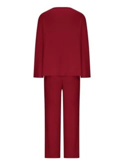 Women's Loungewear Sets Pure Color Simple Casual Comfort Home Daily Bed Polyester Breathable Crew Neck Long Sleeve T Shirt Tee Pant Pocket Fall Winter Black Red -Deals The Sexy Bra Store vrewun1694072411269