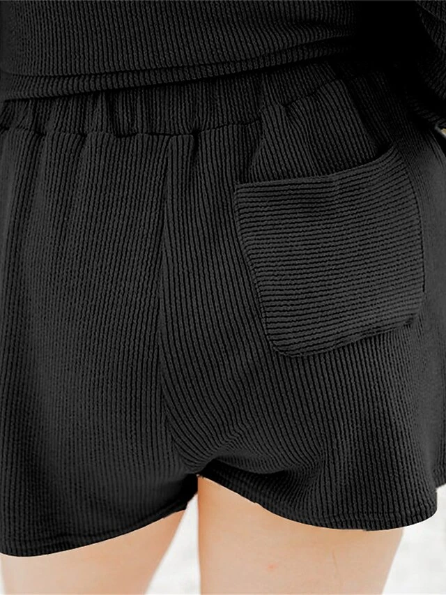 Women's Loungewear Sets Pure Color Sport Casual Comfort Home Street Daily Polyester Breathable Crew Neck Long Sleeve Hoodie Shorts Pocket Spring Fall Black Pink 12 Women's Loungewear Sets Pure Color Sport Casual Comfort Home Street Daily Polyester Breathable Crew Neck Long Sleeve Hoodie Shorts Pocket Spring Fall Black Pink - Image 12