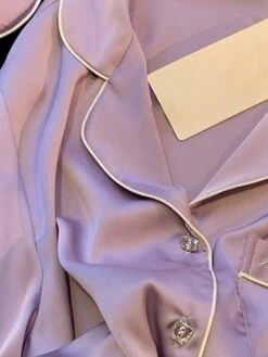 Women's Pajamas Sets Cat Letter Casual Comfort Soft Home Daily Bed Satin Breathable Lapel Long Sleeve Shirt Pant Button Pocket Fall Winter 8602#[Long Sleeve] 8101#[Long Sleeve] -Deals The Sexy Bra Store vrydzu1697161959341