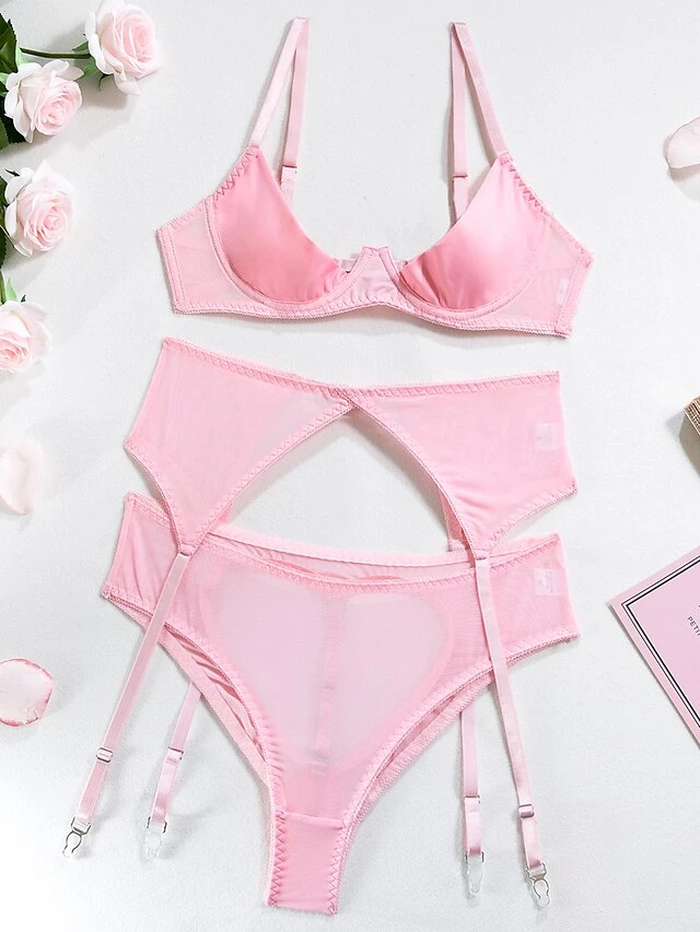 Women's Sexy Lingerie Sets 3 Pieces Pure Color Lovers Hot Undergarments Home Bed Valentine's Day Polyester Breathable Straps Sleeveless Backless Summer Spring Black White 5 Women's Sexy Lingerie Sets 3 Pieces Pure Color Lovers Hot Undergarments Home Bed Valentine's Day Polyester Breathable Straps Sleeveless Backless Summer Spring Black White - Image 5