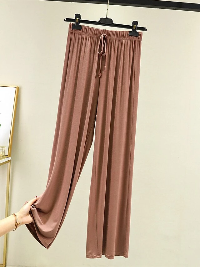 Women's Loungewear Pants Pure Color Casual Comfort Soft Home Daily Vacation Modal Breathable Long Pant Pant Elastic Waist Summer Fall Light Pink Black 7 Women's Loungewear Pants Pure Color Casual Comfort Soft Home Daily Vacation Modal Breathable Long Pant Pant Elastic Waist Summer Fall Light Pink Black - Image 7