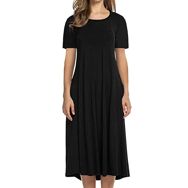 Women‘s Christmas Pajamas Nightgown Nighty Pjs Pure Color Comfort Xmas Home Daily Cotton Crew Neck Short Sleeve Summer Spring Black Wine 6 Women‘s Christmas Pajamas Nightgown Nighty Pjs Pure Color Comfort Xmas Home Daily Cotton Crew Neck Short Sleeve Summer Spring Black Wine - Image 6