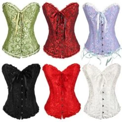 Corset Women's Corsets Trachtenmieder Christmas Halloween Wedding Party Birthday Party Plus Size Black White Wine Country Bavarian Overbust Corset Hook & Eye Lace Up Tummy Control Push Up Jacquard -Deals The Sexy Bra Store vwhvpw1603365140529
