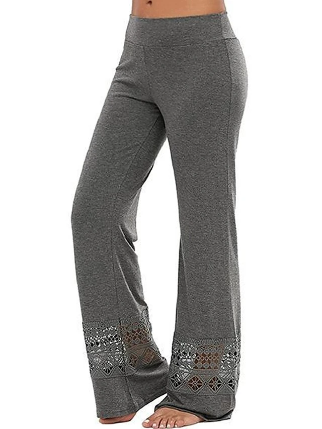 Women's Plus Size Loungewear Pants Pure Color Basic Casual Comfort Home Street Daily Polyester Breathable Pant Hole Summer Spring Black Light Grey 5 Women's Plus Size Loungewear Pants Pure Color Basic Casual Comfort Home Street Daily Polyester Breathable Pant Hole Summer Spring Black Light Grey - Image 5