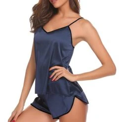 Women's Gift Pajamas Sets Home Christmas Party Daily Pure Color Satin Simple Casual Pajamas Soft Strap Top Shorts Spring Summer Strap Sleeveless Short Pant Seamed Without Lining -Deals The Sexy Bra Store vzkjvv1616567014877