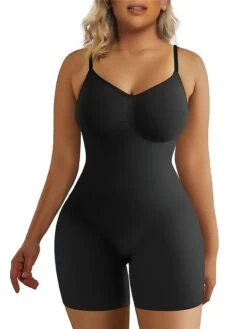 Women's Plus Size Bodysuits Body Shaper Pure Color Fashion Hot Vacation Gyms Nylon Breathable Straps Sleeveless Backless Summer Spring Black Long Black Briefs -Deals The Sexy Bra Store vzrwve1694417569348