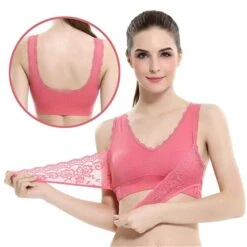 Women's Oversized Lace Sports Bras Cross Front Side Buckle Wire Free Bra Yoga Workout Activewear -Deals The Sexy Bra Store wbercf1649319862023