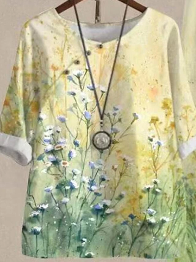 Women's 2 Piece Loungewear Sets Top And Pant Sets Flower Fashion Casual Soft Home Daily Bed Polyester Breathable Crew Neck Half Sleeve T Shirt Tee Pant Summer Spring Yellow 2 Women's 2 Piece Loungewear Sets Top And Pant Sets Flower Fashion Casual Soft Home Daily Bed Polyester Breathable Crew Neck Half Sleeve T Shirt Tee Pant Summer Spring Yellow - Image 2