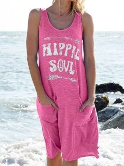 Women's Loungewear Nightshirt Dress Letter Fashion Casual Street Date Airport Cotton Spandex Jersey Breathable Crew Neck Sleeveless Pocket Summer Spring Black White -Deals The Sexy Bra Store wcoidv1679966377774