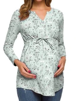 Women's Maternity Tops Pregnancy Shirts Floral Pattern Casual Comfort Pastoral Home Daily Vacation Cotton Breathable V Wire Long Sleeve Fall Winter White Light Green 36 Women's Maternity Tops Pregnancy Shirts Floral Pattern Casual Comfort Pastoral Home Daily Vacation Cotton Breathable V Wire Long Sleeve Fall Winter White Light Green -Deals The Sexy Bra Store wcwgdc1695281866909