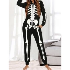 Women's Loungewear Onesie Ghost Fashion Casual Comfort Home Halloween Street Cotton Fall Winter Black
