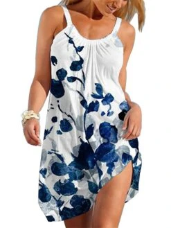 Women's Loungewear Nightgown Nightshirt Dress Butterfly Stripe Casual Comfort Sweet Home Daily Vacation Polyester Breathable Straps Sleeveless Backless Summer Spring White Blue -Deals The Sexy Bra Store wfaqgq1679461741797