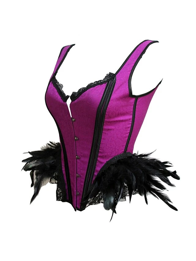 Women's Black And Red Corsets Dark Purple Corsets Shapewear Patchwork Corsets Party Halloween Club Polyester Breathable Straps Sleeveless Backless Feather Summer Spring Red Purple 5 Women's Black And Red Corsets Dark Purple Corsets Shapewear Patchwork Corsets Party Halloween Club Polyester Breathable Straps Sleeveless Backless Feather Summer Spring Red Purple - Image 5
