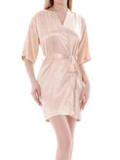 Women's Satin Silk Robe Bathrobe Robes Gown Pure Color Fashion Casual Comfort Home Daily Bed Satin Breathable V Wire Half Sleeve Summer Fall Black White -Deals The Sexy Bra Store wlzsfh1689581306490