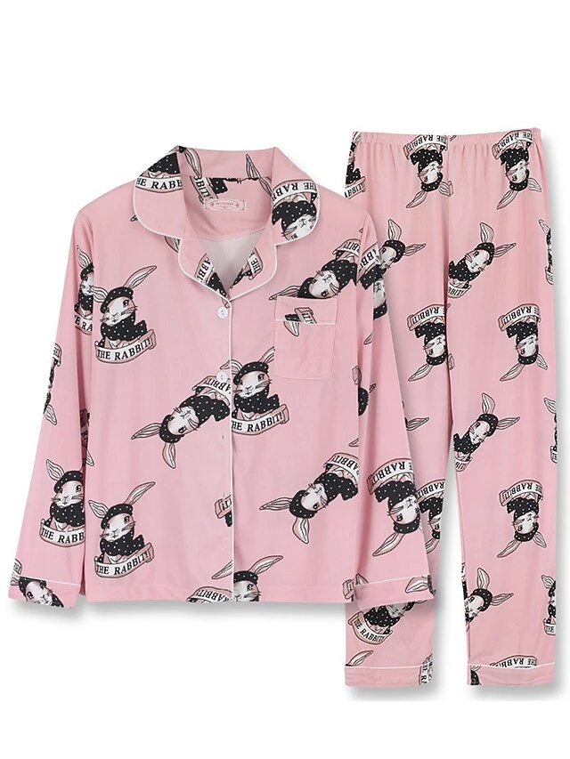 Women's Pajamas Pajama Top And Pant Sets Bear Dot Fashion Casual Soft Home Daily Bed Polyester Breathable Lapel Short Sleeve Shirt Pant Button Pocket Summer Spring Light Pink White Powder 6 Women's Pajamas Pajama Top And Pant Sets Bear Dot Fashion Casual Soft Home Daily Bed Polyester Breathable Lapel Short Sleeve Shirt Pant Button Pocket Summer Spring Light Pink White Powder - Image 6