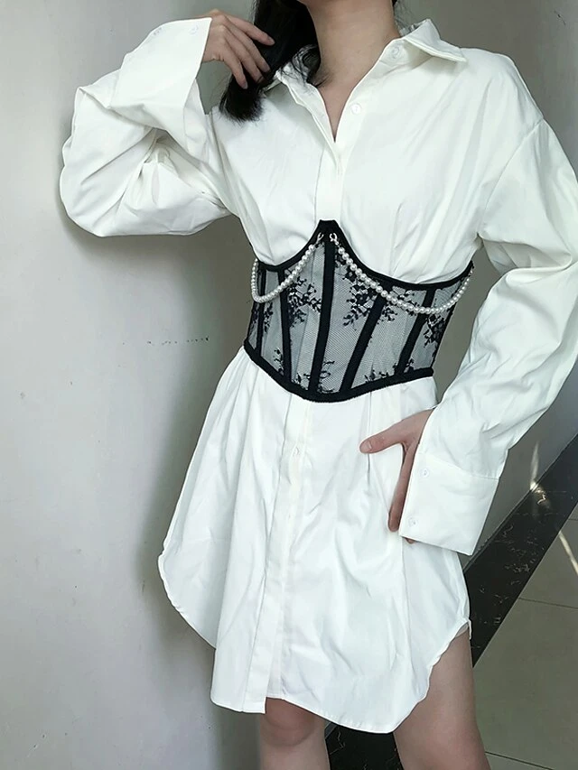 Corset Women's Corset Tops Sexy Underbust Corset Retro Embroidery Lace Lace Flower Buckle Lace Up Polyester Prom Birthday Party Party & Evening Spring & Summer Fall & Winter All Seasons White Black 13 Corset Women's Corset Tops Sexy Underbust Corset Retro Embroidery Lace Lace Flower Buckle Lace Up Polyester Prom Birthday Party Party & Evening Spring & Summer Fall & Winter All Seasons White Black - Image 13