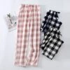 Women's Christmas Pajamas Winter Pants Nighty Pjs Grid / Plaid Fashion Simple Comfort Party Xmas Home Bed Flannel Warm Breathable Long Pant Elastic Waist Winter Fall Blue Pink / Sweet / Gift / Print