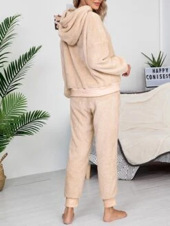 Women's Loungewear Sets Pure Color Fashion Comfort Soft Home Daily Bed Polyester Breathable Hoodie Long Sleeve Hoodie Pant Pocket Fall Winter Pink Camel -Deals The Sexy Bra Store womuvy1693467433437