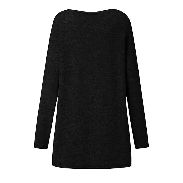 Women's Plus Size Loungewear Top Nighty Pure Color Basic Simple Comfort Home Daily Cotton V Wire Long Sleeve Pocket Spring Fall White Black 18 Women's Plus Size Loungewear Top Nighty Pure Color Basic Simple Comfort Home Daily Cotton V Wire Long Sleeve Pocket Spring Fall White Black - Image 18