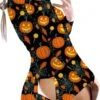 Women's Pajamas Onesie Cat Pumpkin Retro Gothic Punk & Gothic Carnival Halloween Polyester Breathable Crew Neck Long Sleeve Fall Winter Black White