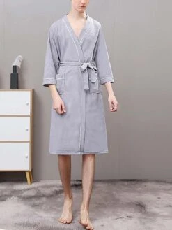 Women's Bathrobe Pure Color Simple Casual Comfort Home Daily Bed Polyester Breathable V Wire Long Sleeve Fall Winter -Deals The Sexy Bra Store wqhteg1694164343287