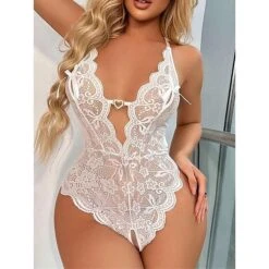 Women's Sexy Bodies Teddies & Bodysuits Pure Color Lovers Hot Home Bed Valentine's Day Spandex Breathable Plunging Neck Sleeveless Backless Summer Spring Black White -Deals The Sexy Bra Store wrzknr1686213282347
