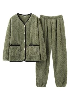 Women's Pajamas Sets Pure Color Warm Comfort Soft Home Daily Bed Flannel Warm Breathable Crew Neck Long Sleeve Cardigan Pant Button Pocket Fall Winter JY5128 JY5136 24 Women's Pajamas Sets Pure Color Warm Comfort Soft Home Daily Bed Flannel Warm Breathable Crew Neck Long Sleeve Cardigan Pant Button Pocket Fall Winter JY5128 JY5136 -Deals The Sexy Bra Store wtcggx1693206675984
