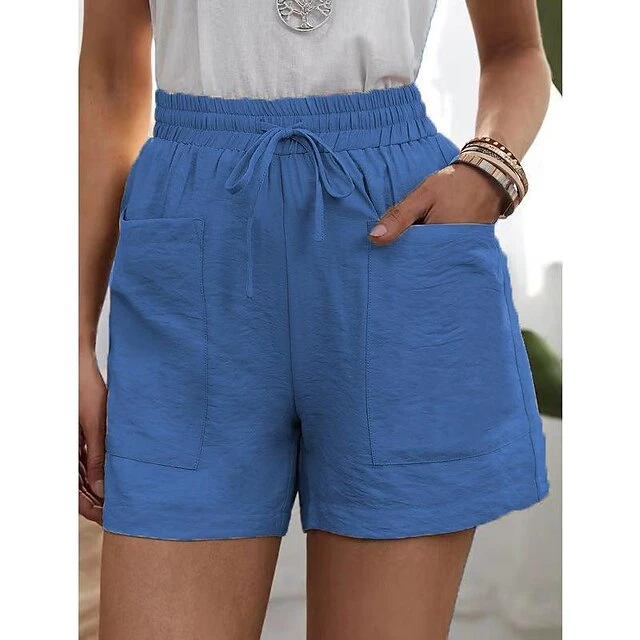 Summer Women's New Loose Linen Casual Shorts Pocket Solid Color Large Size High Waist Wide Leg Pants 4 Summer Women's New Loose Linen Casual Shorts Pocket Solid Color Large Size High Waist Wide Leg Pants - Image 4
