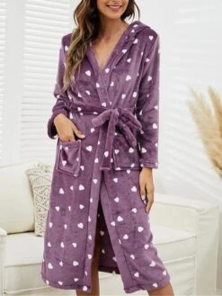 Women's Pajamas Bathrobe Heart Warm Plush Casual Home Daily Bed Flannel Warm Hoodie Long Sleeve Pocket Belt Included Fall Winter Pink Purple 17 Women's Pajamas Bathrobe Heart Warm Plush Casual Home Daily Bed Flannel Warm Hoodie Long Sleeve Pocket Belt Included Fall Winter Pink Purple -Deals The Sexy Bra Store wvrrjx1695023689072