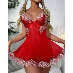 Women's Christmas Sexy Bodies Chemises & Negligees 2 Pieces Flower Fashion See Through Soft Bed Xmas Valentine‘s Day Lace Straps Sleeveless Transparent Including Panties Garter Belts Summer Red 8 Women's Christmas Sexy Bodies Chemises & Negligees 2 Pieces Flower Fashion See Through Soft Bed Xmas Valentine‘s Day Lace Straps Sleeveless Transparent Including Panties Garter Belts Summer Red -Deals The Sexy Bra Store wxonsf1657261624571