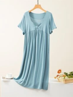 Women's Loungewear Nightgown Nightshirt Dress Pure Color Simple Casual Comfort Home Daily Bed Modal Breathable V Wire Short Sleeve Summer Spring Black Yellow -Deals The Sexy Bra Store wygmtn1681464439550