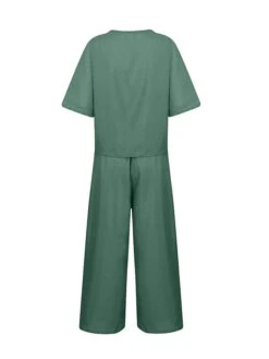 Women's Loungewear Sets 2 Pieces Top And Pant Sets Flower Print Fashion Casual Soft Home Daily Bed Cotton Breathable Crew Neck Half Sleeve T Shirt And Wide Leg Pants Summer Spring Black Light Green -Deals The Sexy Bra Store xbpunx1681810076937