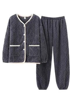 Women's Pajamas Sets Pure Color Warm Comfort Soft Home Daily Bed Flannel Warm Breathable Crew Neck Long Sleeve Cardigan Pant Button Pocket Fall Winter JY5128 JY5136 33 Women's Pajamas Sets Pure Color Warm Comfort Soft Home Daily Bed Flannel Warm Breathable Crew Neck Long Sleeve Cardigan Pant Button Pocket Fall Winter JY5128 JY5136 -Deals The Sexy Bra Store xcsylm1693206686097