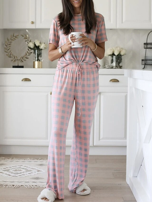 Women's Loungewear Sets Star Simple Casual Comfort Daily Vacation Going Out Polyester Breathable Crew Neck Short Sleeve Pant Elastic Waist Spring Summer Red Light Blue 1 Women's Loungewear Sets Star Simple Casual Comfort Daily Vacation Going Out Polyester Breathable Crew Neck Short Sleeve Pant Elastic Waist Spring Summer Red Light Blue