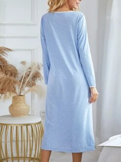 Women's Pajamas Nightgown Nightshirt Dress Pure Color Simple Casual Soft Home Daily Bed Polyester Breathable Crew Neck Long Sleeve Fall Light Blue 9 Women's Pajamas Nightgown Nightshirt Dress Pure Color Simple Casual Soft Home Daily Bed Polyester Breathable Crew Neck Long Sleeve Fall Light Blue -Deals The Sexy Bra Store xdulgg1692861794925