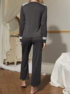 Women's Loungewear Sets Patchwork Fashion Comfort Soft Home Daily Bed Polyester Warm Breathable Crew Neck Long Sleeve Pullover Pant Fall Winter Dark Gray 8 Women's Loungewear Sets Patchwork Fashion Comfort Soft Home Daily Bed Polyester Warm Breathable Crew Neck Long Sleeve Pullover Pant Fall Winter Dark Gray -Deals The Sexy Bra Store xdzkae1693986225630