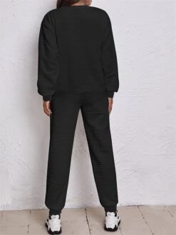 Women's Plus Size Loungewear Sets Pure Color Fashion Casual Comfort Home Street Daily Polyester Breathable Crew Neck Long Sleeve Hoodie Pant Fall Winter Black White -Deals The Sexy Bra Store xedbsf1694605407096