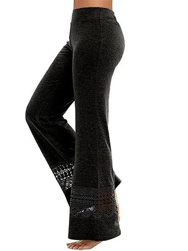 Women's Plus Size Loungewear Pants Pure Color Basic Casual Comfort Home Street Daily Polyester Breathable Pant Hole Summer Spring Black Light Grey 3 Women's Plus Size Loungewear Pants Pure Color Basic Casual Comfort Home Street Daily Polyester Breathable Pant Hole Summer Spring Black Light Grey - Image 3