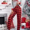 Women's Christmas Xmas Lounge Sets Letter Grid / Plaid Simple Casual Comfort Polyester Breathable Crew Neck Long Sleeve T Shirt Tee Pant Elastic Waist Fall Winter Light Grey