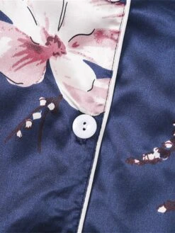 Women's Pajamas Sets Flower Fashion Casual Home Daily Polyester Breathable Lapel Long Sleeve Shirt Pant Button Summer Spring Blue -Deals The Sexy Bra Store xgjerb1693467384895