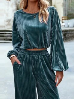 Women's Loungewear Sets Pure Color Fashion Comfort Soft Street Daily Date Polyester Breathable Crew Neck Long Sleeve Pullover Pant Fall Winter Black Pink -Deals The Sexy Bra Store xgovdl1691566041534