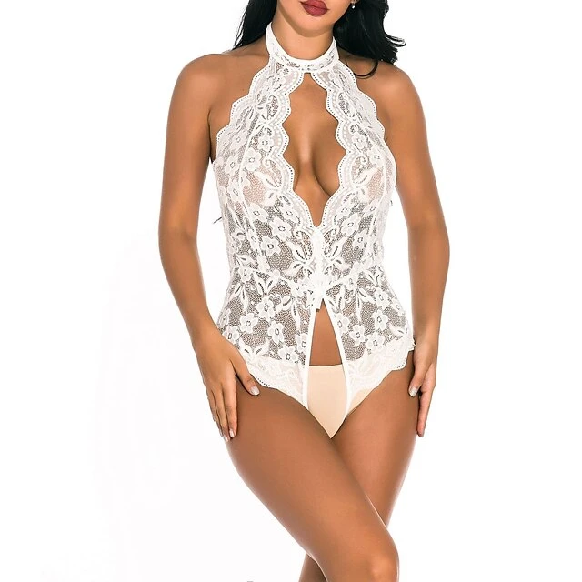 Women's Cut Out Mesh Erotic Sexy Lingerie Teddies & Bodysuits Nightwear Christmas - Spandex Solid Colored Sexy Lingerie Set White / Black / Purple S M L / Summer / Lace Up 12 Women's Cut Out Mesh Erotic Sexy Lingerie Teddies & Bodysuits Nightwear Christmas - Spandex Solid Colored Sexy Lingerie Set White / Black / Purple S M L / Summer / Lace Up - Image 12