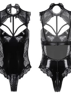 Women'S Sexy Lingerie Sexy Women'S Black Patent Leather One-Piece Cutout Underwear 7 Women'S Sexy Lingerie Sexy Women'S Black Patent Leather One-Piece Cutout Underwear -Deals The Sexy Bra Store xhqmcy1692602315907