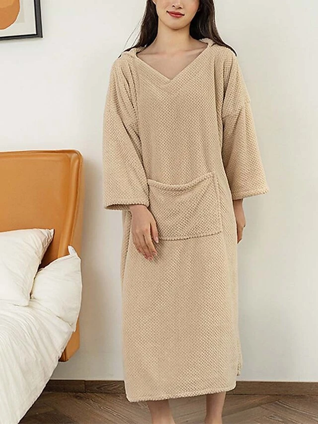 Women's Waffle Knit Wearable Blanket Pajamas Loungewear Solid Fashion Simple Casual Home Daily BedWarm Pullover Long Sleeve Fall Winter Light Pink White 2 Women's Waffle Knit Wearable Blanket Pajamas Loungewear Solid Fashion Simple Casual Home Daily BedWarm Pullover Long Sleeve Fall Winter Light Pink White - Image 2