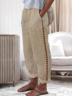 Women's Loungewear Pants Lounge Pants Pure Color Simple Casual Comfort Home Daily Vacation Cotton And Linen Breathable Pocket Elastic Waist Summer Spring White Blue