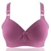 Women's Push Up Bras Wireless Bras Full Coverage Pure Color Hook & Eye Cotton 1PC Black Purple / Plus Size